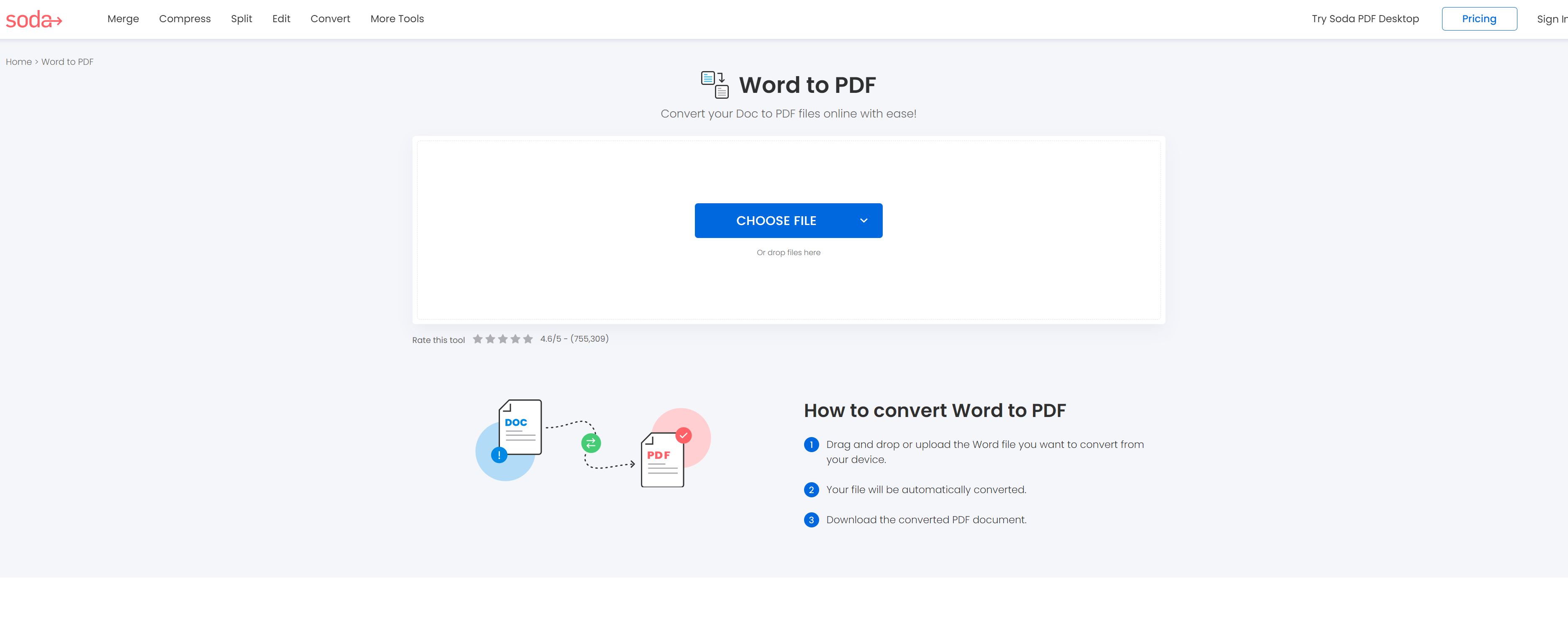 How to convert Word to PDF files - Soda PDF Online