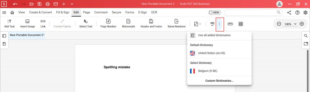 Spell check feature - PDF editor - PDF software - Soda PDF