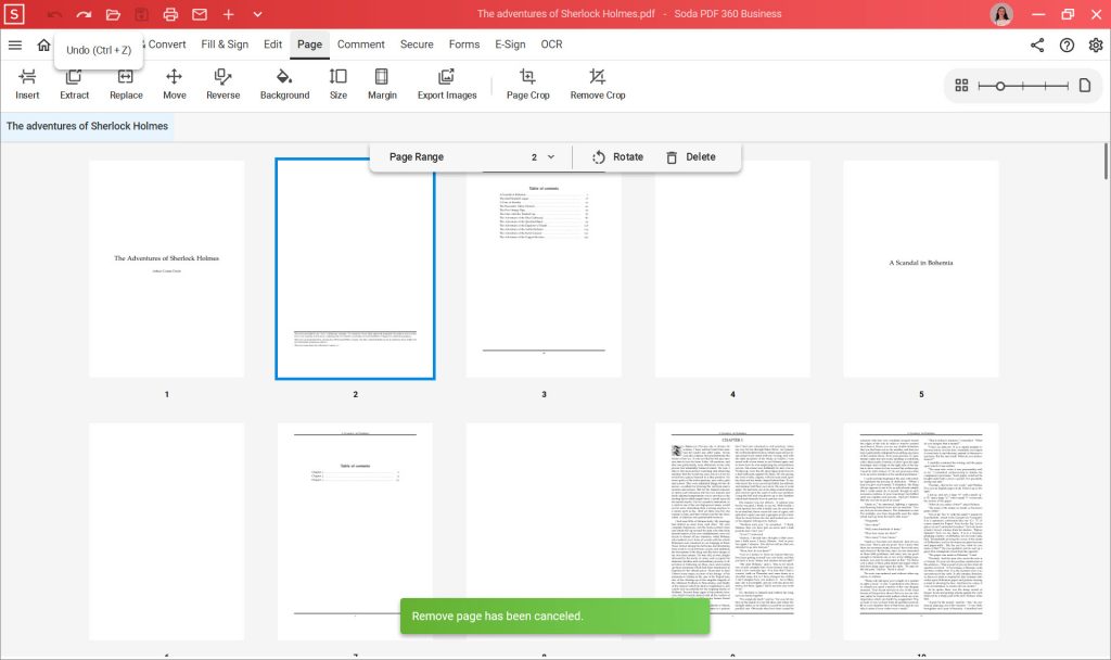 How to delete pages from PDF - Cancel remove page - Soda PDF Desktop